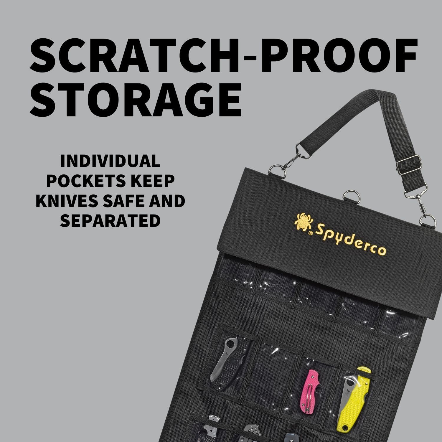 Spyderco SpyderPac - Includes Deep Pockets with Heavy Duty Polyester Design, Clear Plastic Window, Velcro Closures, and Adjustable Shoulder Strap