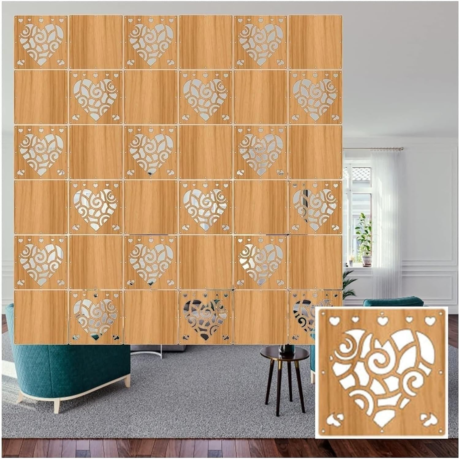 TIST Home Partition Decoration Foldable Privacy Screen Partition Screen Room Partition Decorative Panel for Living Room Bedroom Office, Hanging Screen Hanging Room Dividers(Natural a,95Pcs)