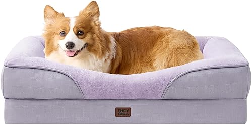 Miniatura 29 de EHEYCIGA Cama para perro de espuma viscoelástica para tamaño mediano, sofá ortopédico para perro con lados y forro impermeable, sofá lavable para