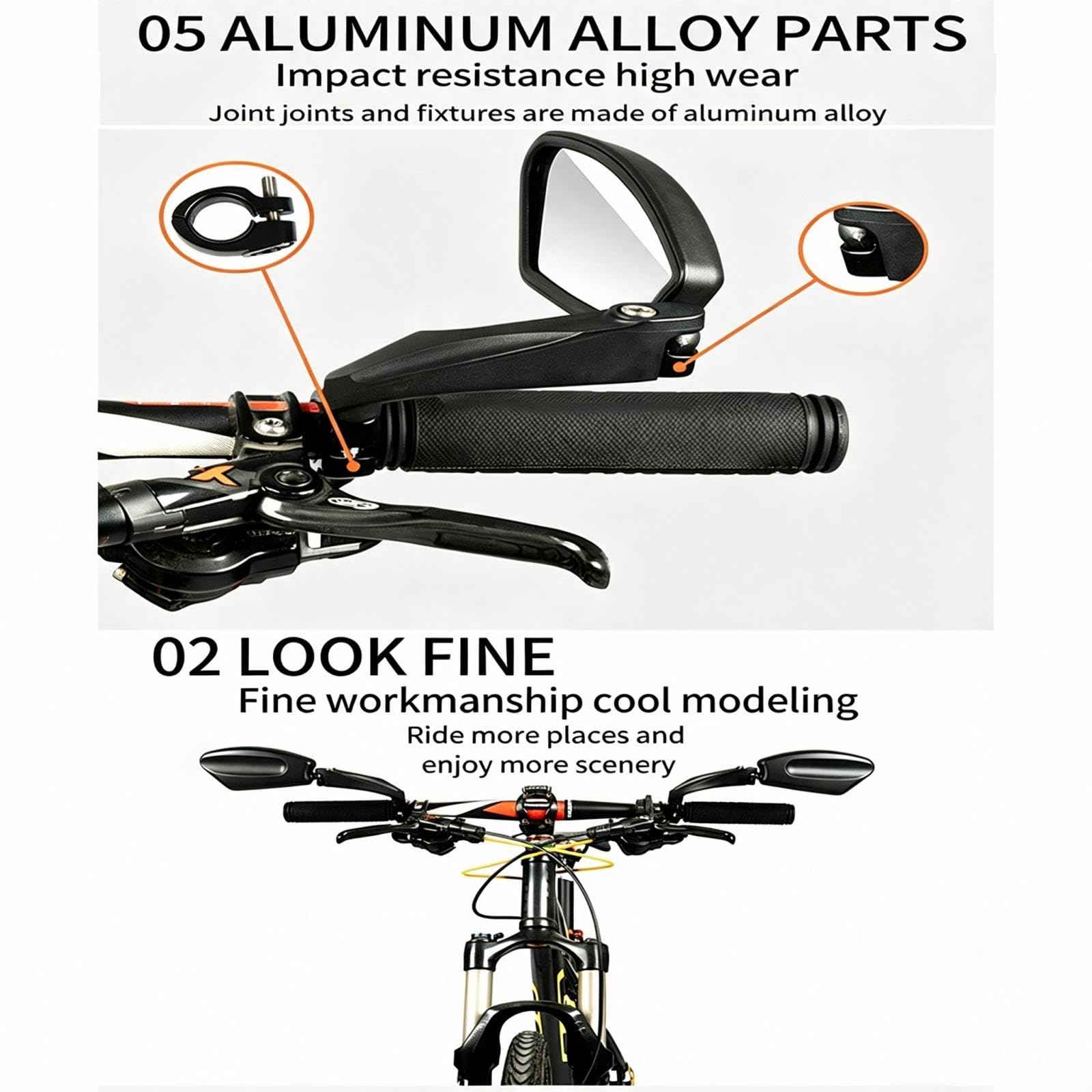 Specchietti per Bicicletta per Bianchi Milano | Specchietto Retrovisore per Manubrio Lente Acciaio Inox HD 360° Regolabile Grandangolo