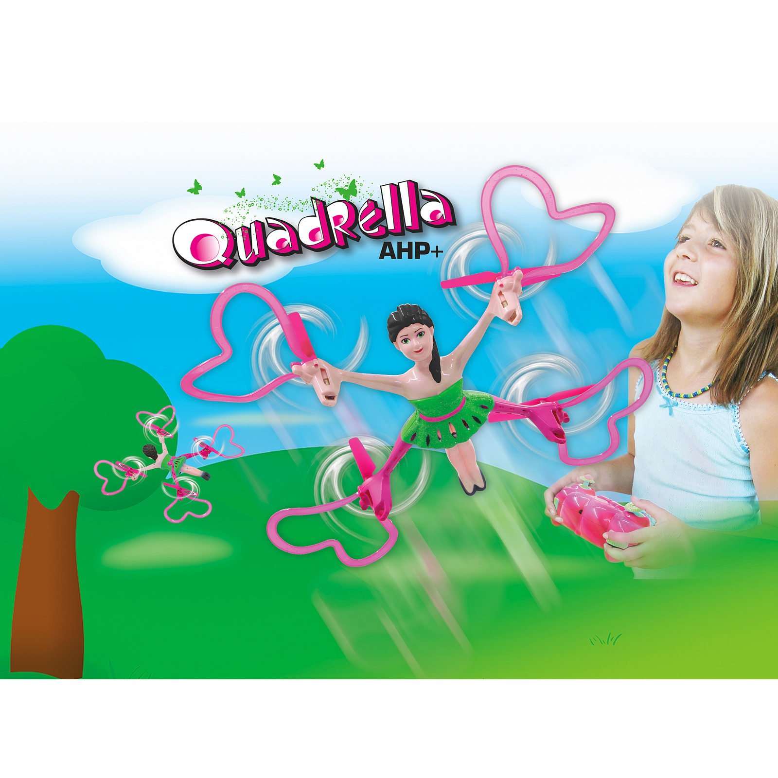 JAMARA 422008 - Quadrella Drone Kompass Flyback Turbo Flip 2,4G – sehr einfach zu fliegen, selbststabilisierende Fluglage, stabiles Vollgehäuse, Rotorschutz, LED Beleuchtung mit Unterspannungswarnung