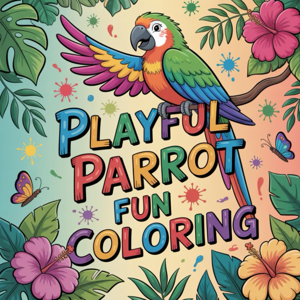 Playful Parrot Fun Coloring: Adorable baby parrot cuddling with a plush toy for hours of relaxing and creative coloring joy.