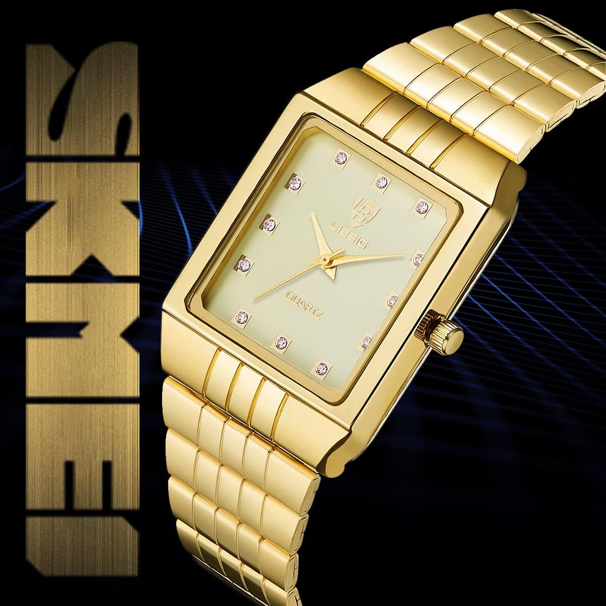 SKMEI Wrist Watch for Men Women, Cool Luxury Analog Watches with Stainless Steel Waterproof Square Dial Business Dress Hand Watch for Couple