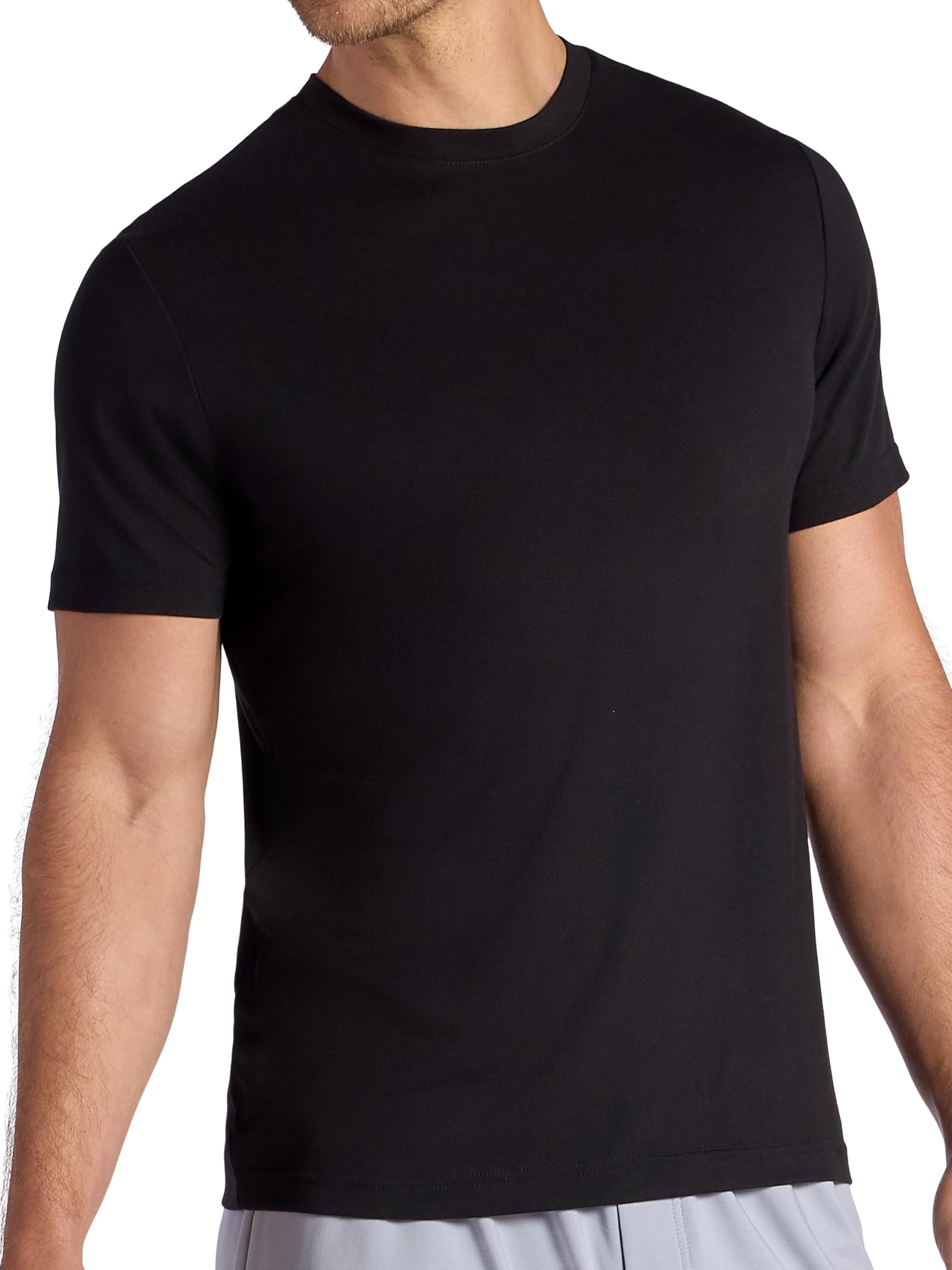 Gaiam Mens Stretch Tech T-Shirt, Standard Fit, Stretch Midweight Performance Material, Black, Medium