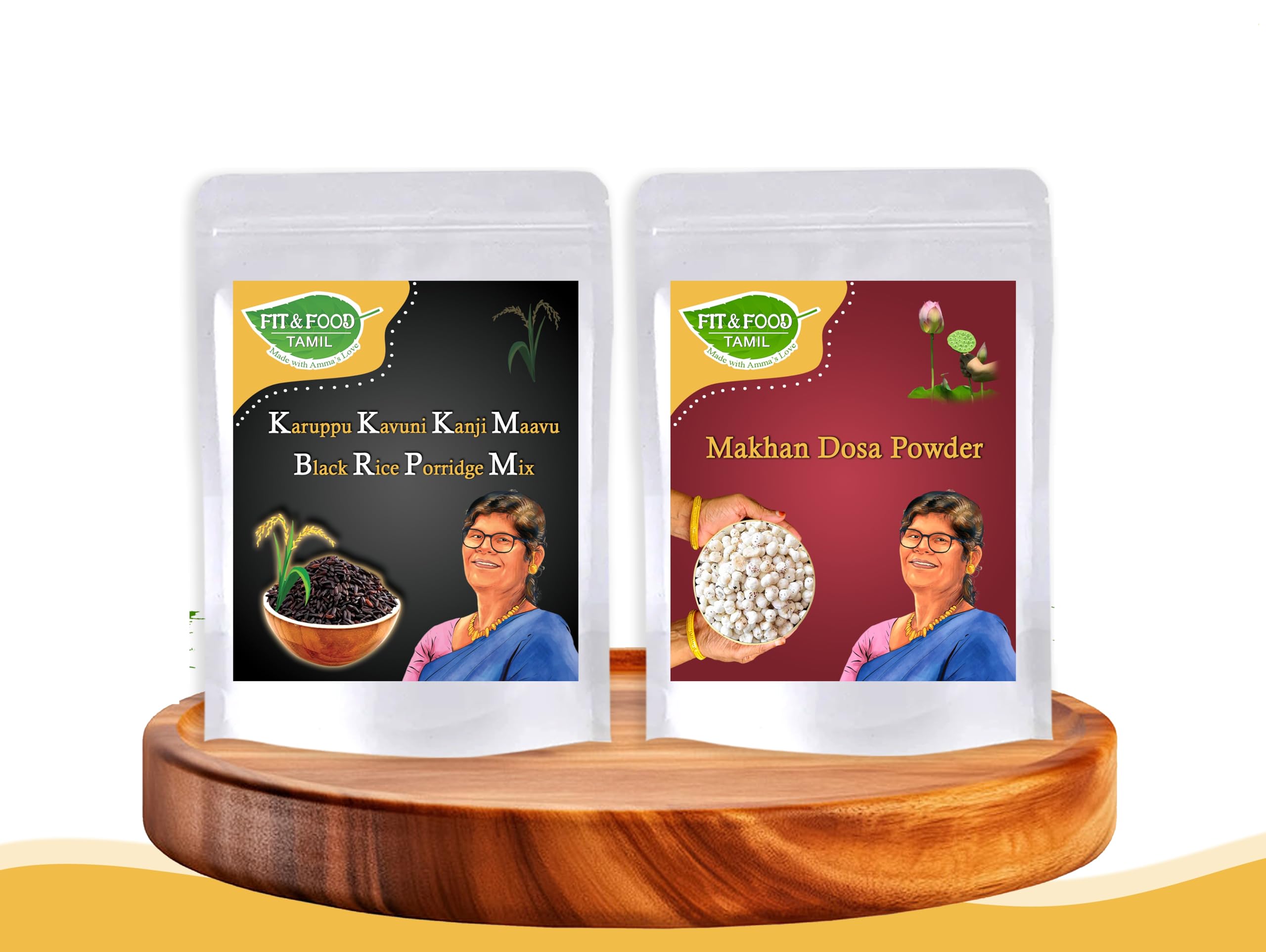 FIT & FOOD TAMIL Healthy Meal Combo Pack | Karuppu Kavuni Kanji Mix & Makhana Dosa Powder | Traditional Black Rice Porridge & Foxnut Dosa Mix | No Preservatives | Homemade Style Food Combo-image-10