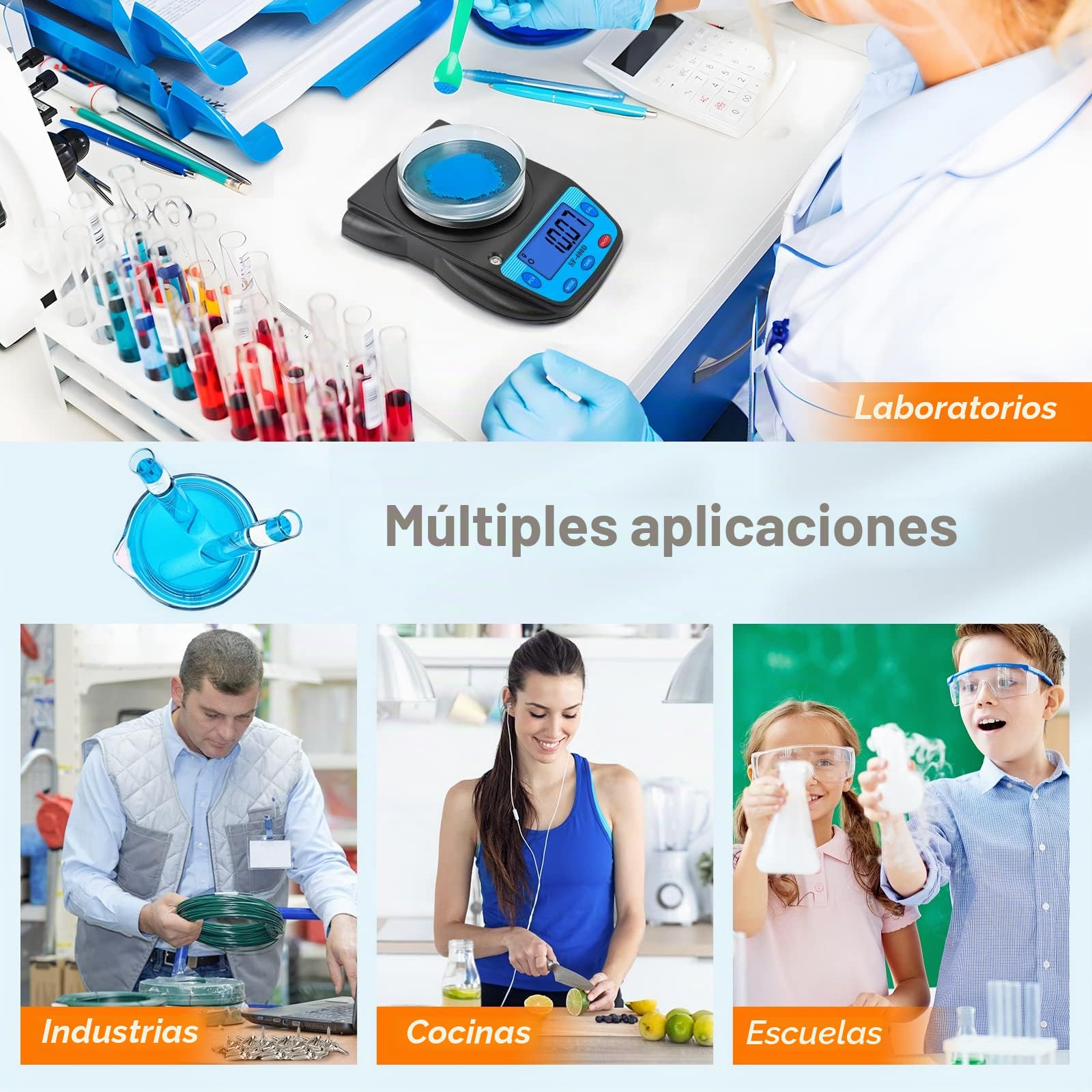 Bonvoisin Báscula Digital de Laboratorio 600g x 0.01g, Báscula Analítica de Precisión, Báscula para Joyería con Pantalla LCD, Precisión de 0.01g, para Uso Científico