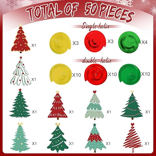 Miniatura 4 de Colarr Paquete de 50 remolinos colgantes de Navidad, decoraciones de papel de aluminio de Navidad, remolinos en espiral, adornos para Navidad,