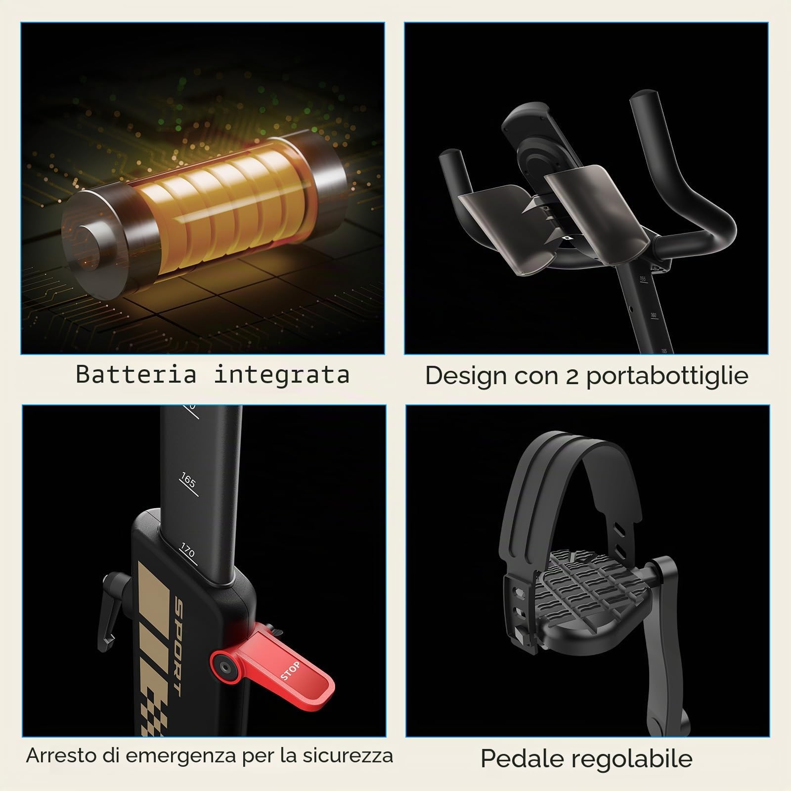 Cyclette per casa, 40 livelli di resistenza magnetica, pieghevole, per interni, capacità di peso di 120 kg, bici da fitness silenziosa, con display a LED, app supportata