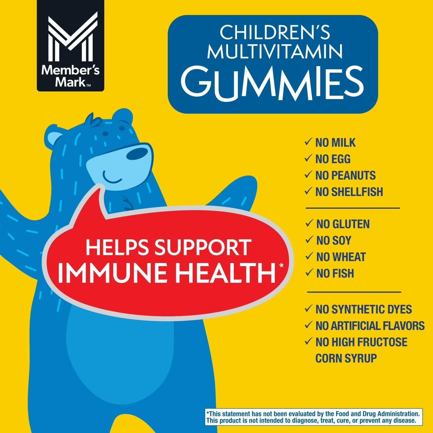 HomeRoots Member_Mark Children's Multivitamin Gummies | Assorted Fruit Flavors, 300 ct. | Children’s Daily Multivitamin Supplement | Natural Fruit Flavors | by R&C Store