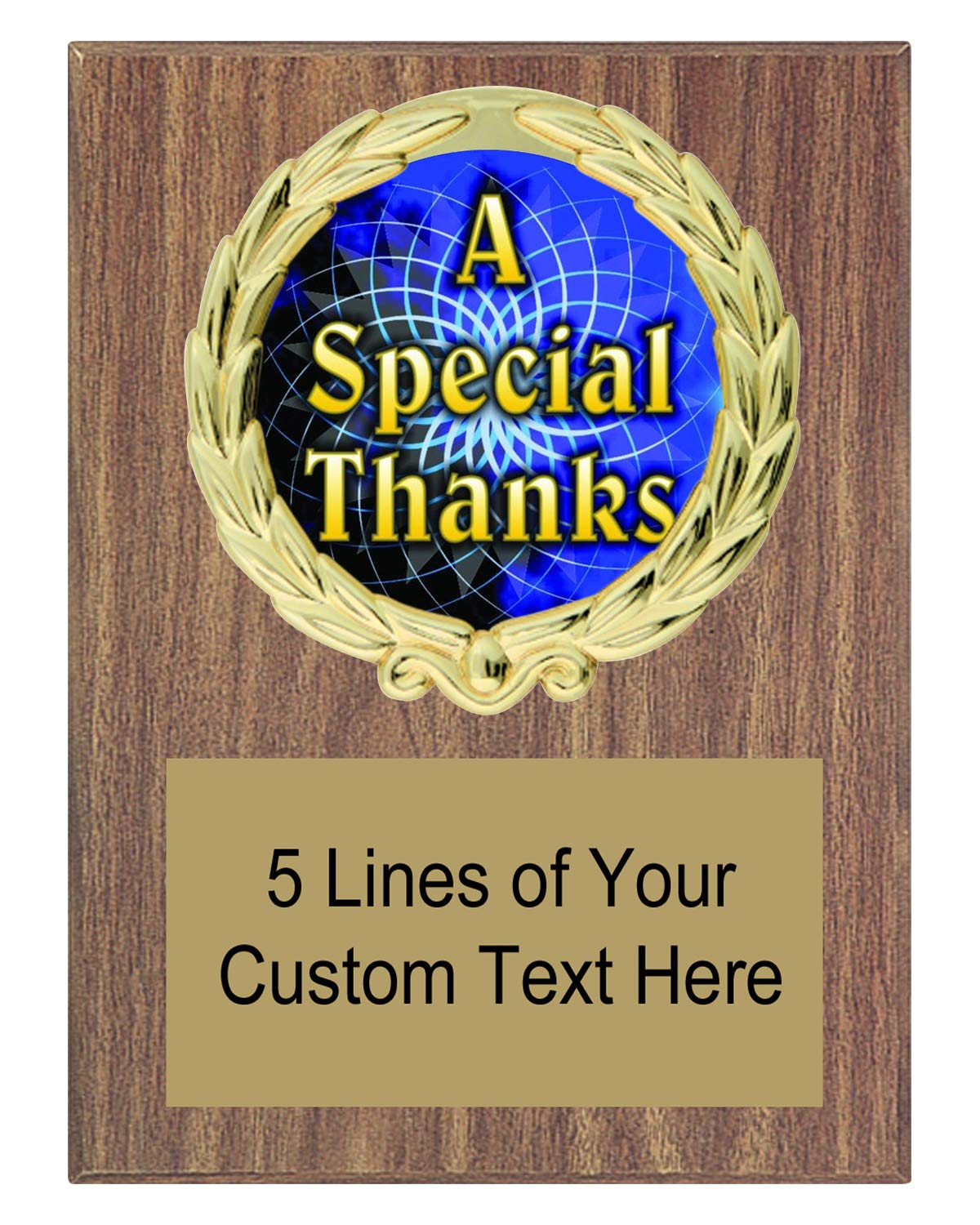 Express Medals 5x7 Walnut Color Thank You Plaque with Engraved Plate