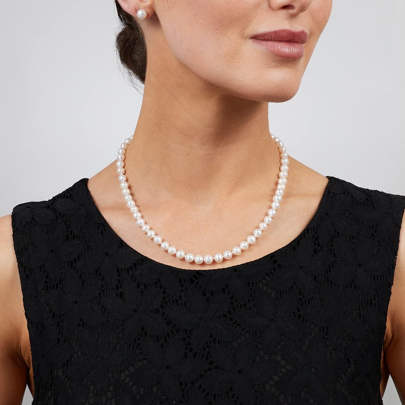 Classic Real Pearl Necklace for Women | 7-8mm Natural Freshwater Pearl Beaded Necklace for Women, Pearl Strand Length 18" Pearl Necklace