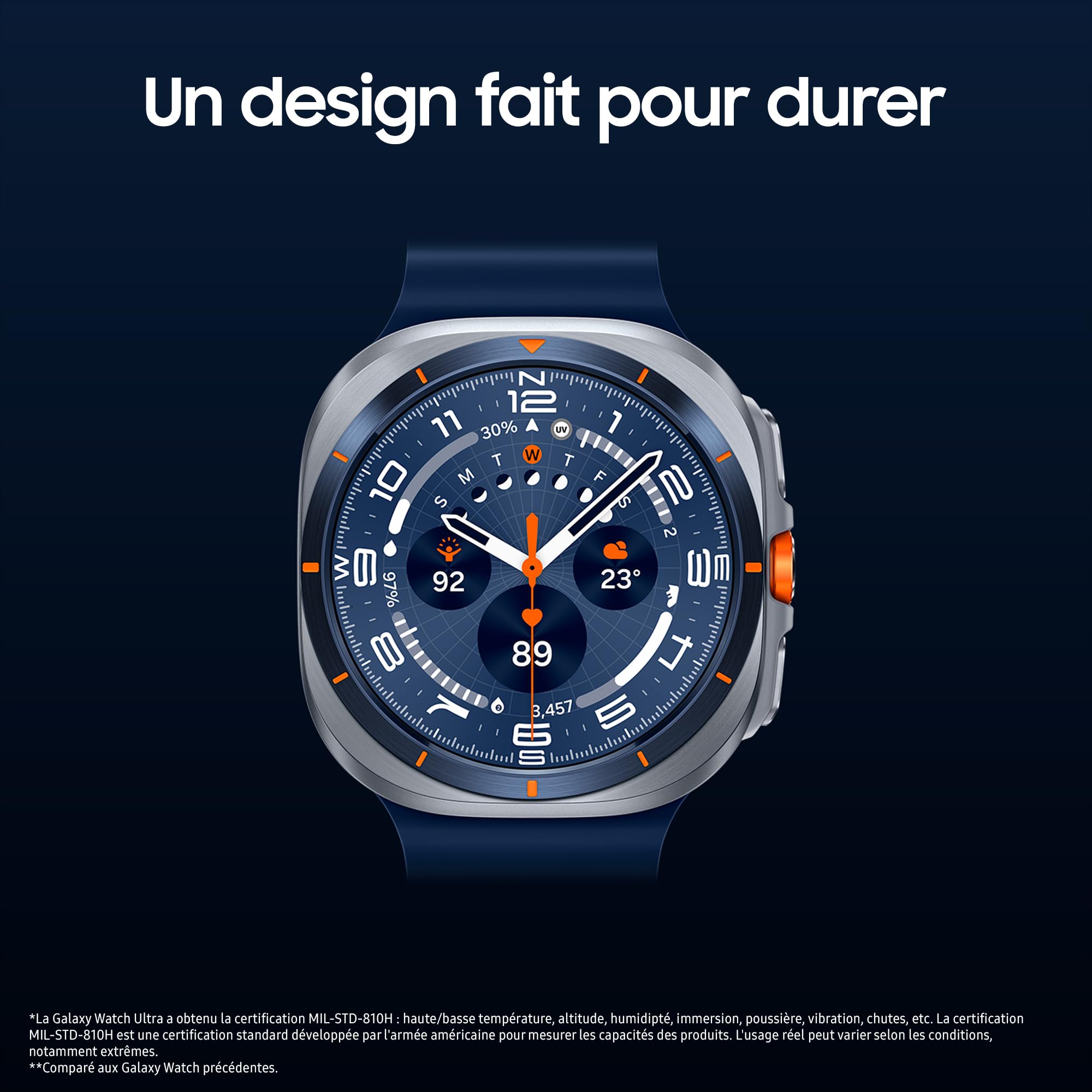 Samsung Galaxy Watch Ultra (2025), Montre Connectée, Bouton d'action, Galaxy AI, GPS Double fréquence, 4G, 47mm, Bleu Titane, Chargeur Secteur Rapide 25W Inclus, Version FR