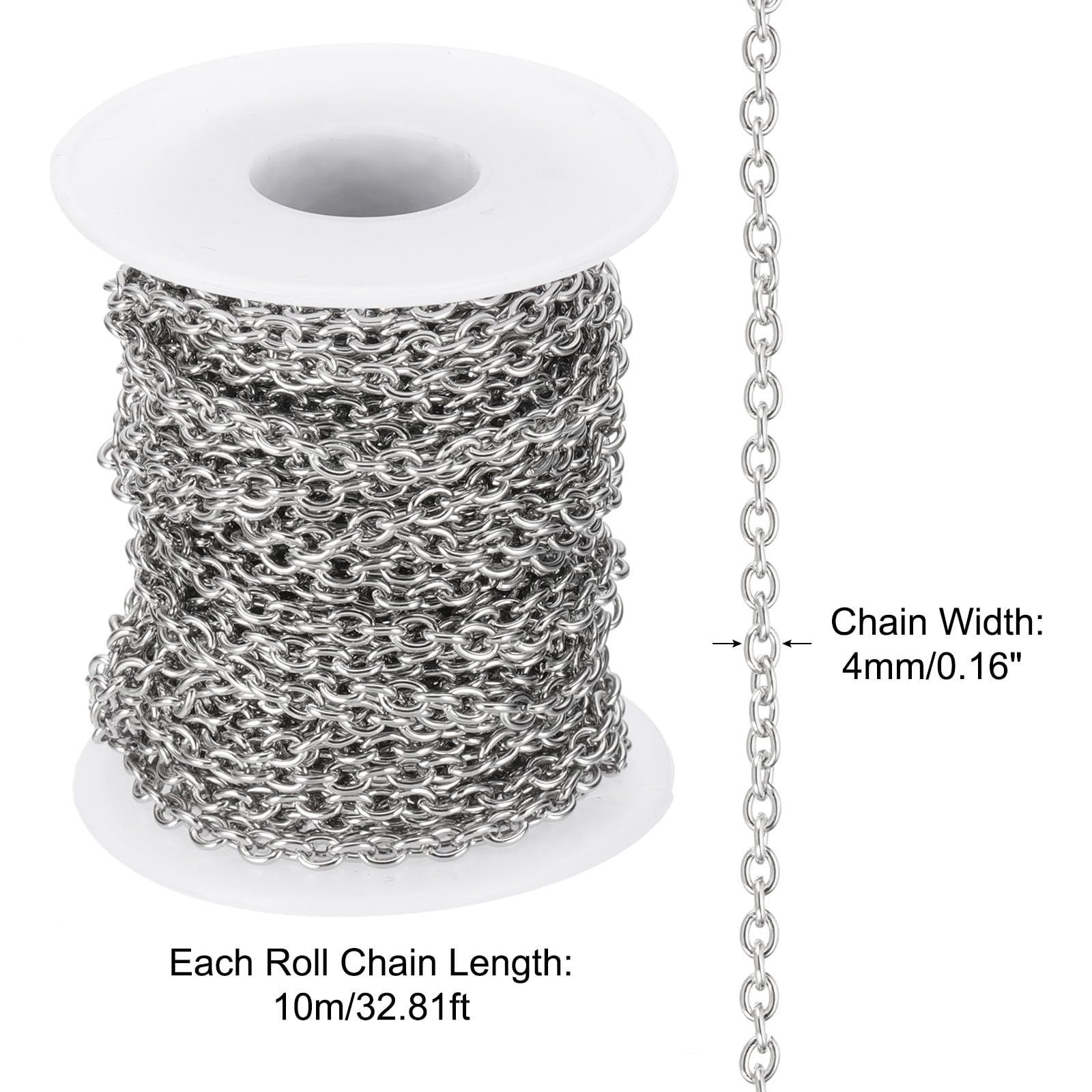 PATIKIL 33Ft 304 Stainless Steel Cable Link Chains - Image 2