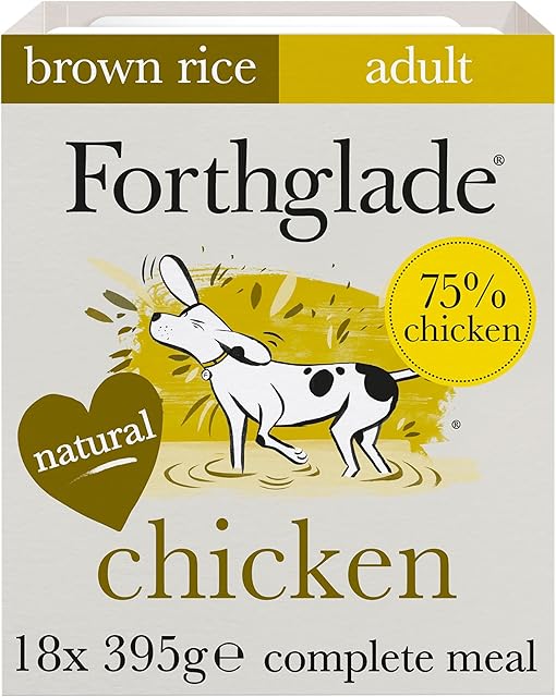 Forthglade Complete Natural Wet Dog Food - Chicken with Brown Rice (18 x 395g) Trays - Adult Dog Food 1 Year+
