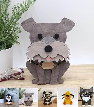 Wooden Eyeglass Holder Display Stand Creative Cute Animal Glasses Holder Dog Giraffe Handmade Creative Sunglasses Display for Desktop Accessory, Home Office Decor, Birthday and Christmas Gift Dog