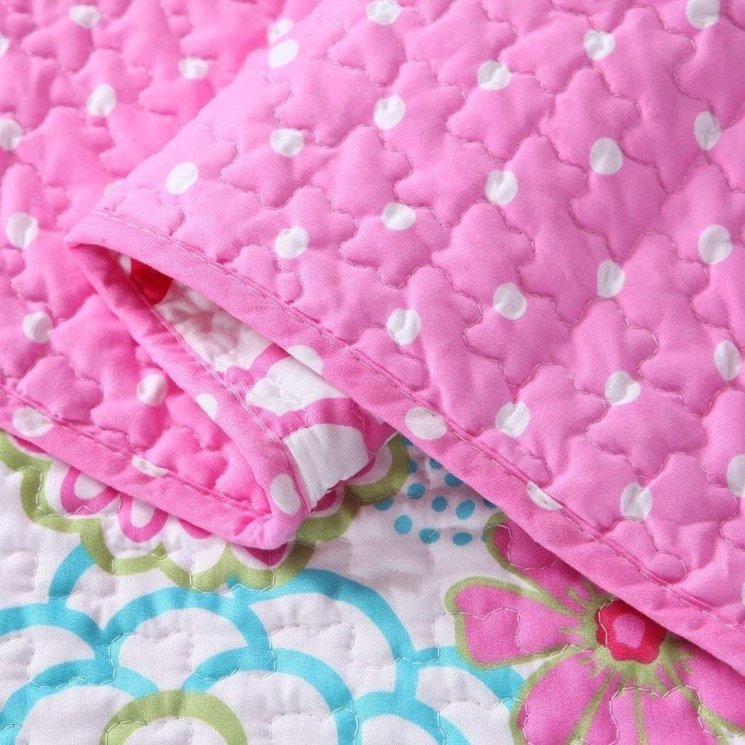 Girls reversible flower and polka dot quilt set (Twin) by quilt set