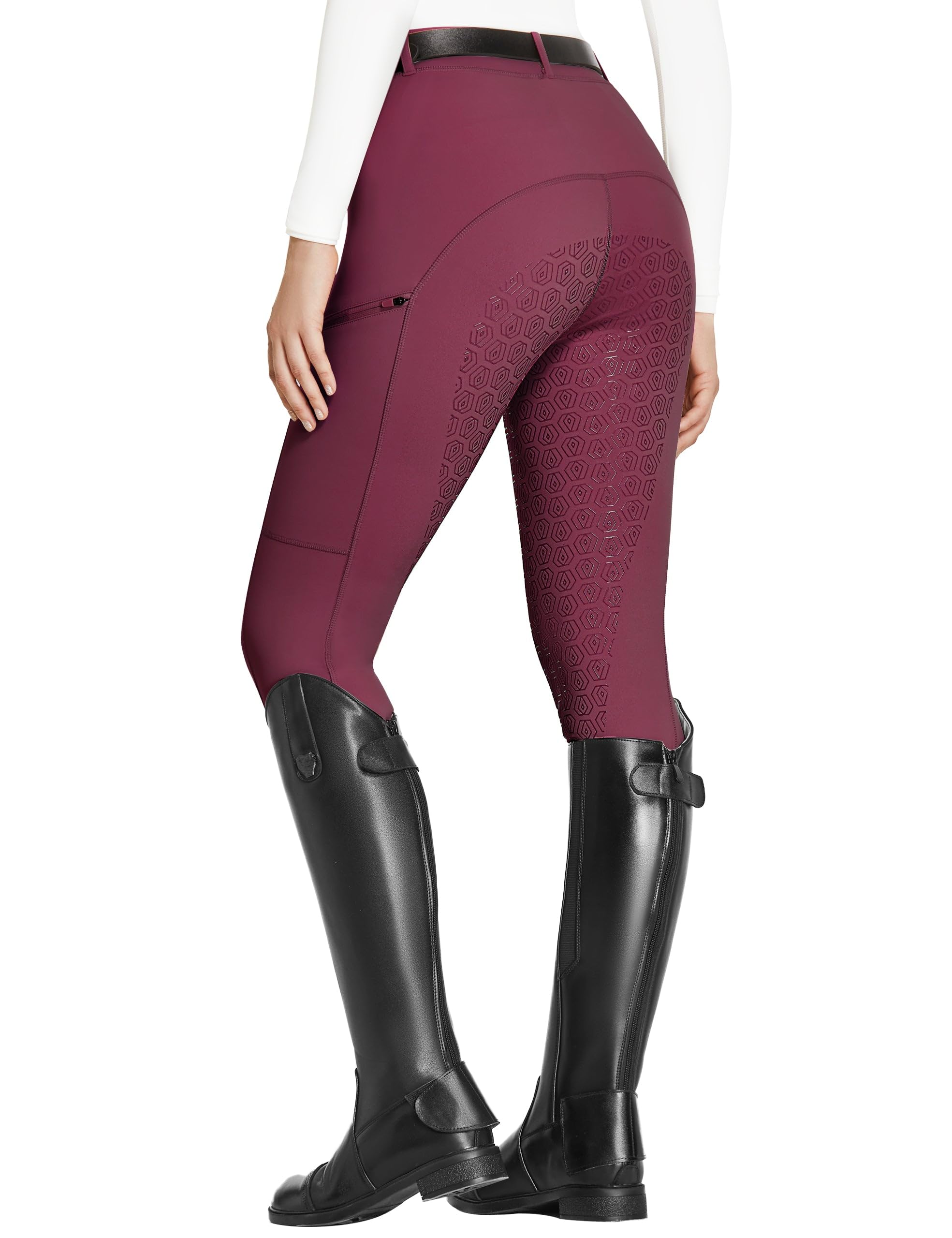 FitsT4 Sports Women's Full Seat Riding Tights with Zipper Pockets Horseback Riding Pants Equestrian Breeches for Women