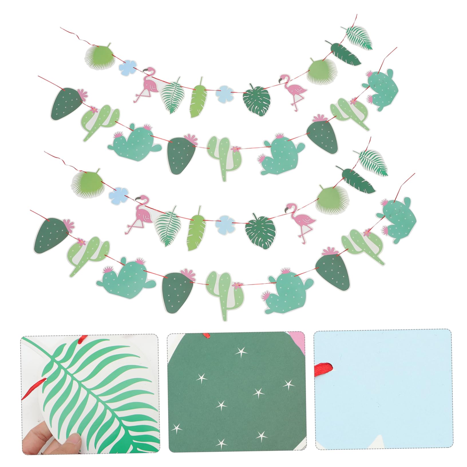 TOPBATHY 4 Sätze Hawaiianische Dekorative Flagge Vakuumdekoration Kuchendekoration Figur Mottoparty Hawaii Beach Party Dekoration Hawaii-ornamente Hawaiianische Girlande Papier 4 Stück * 4