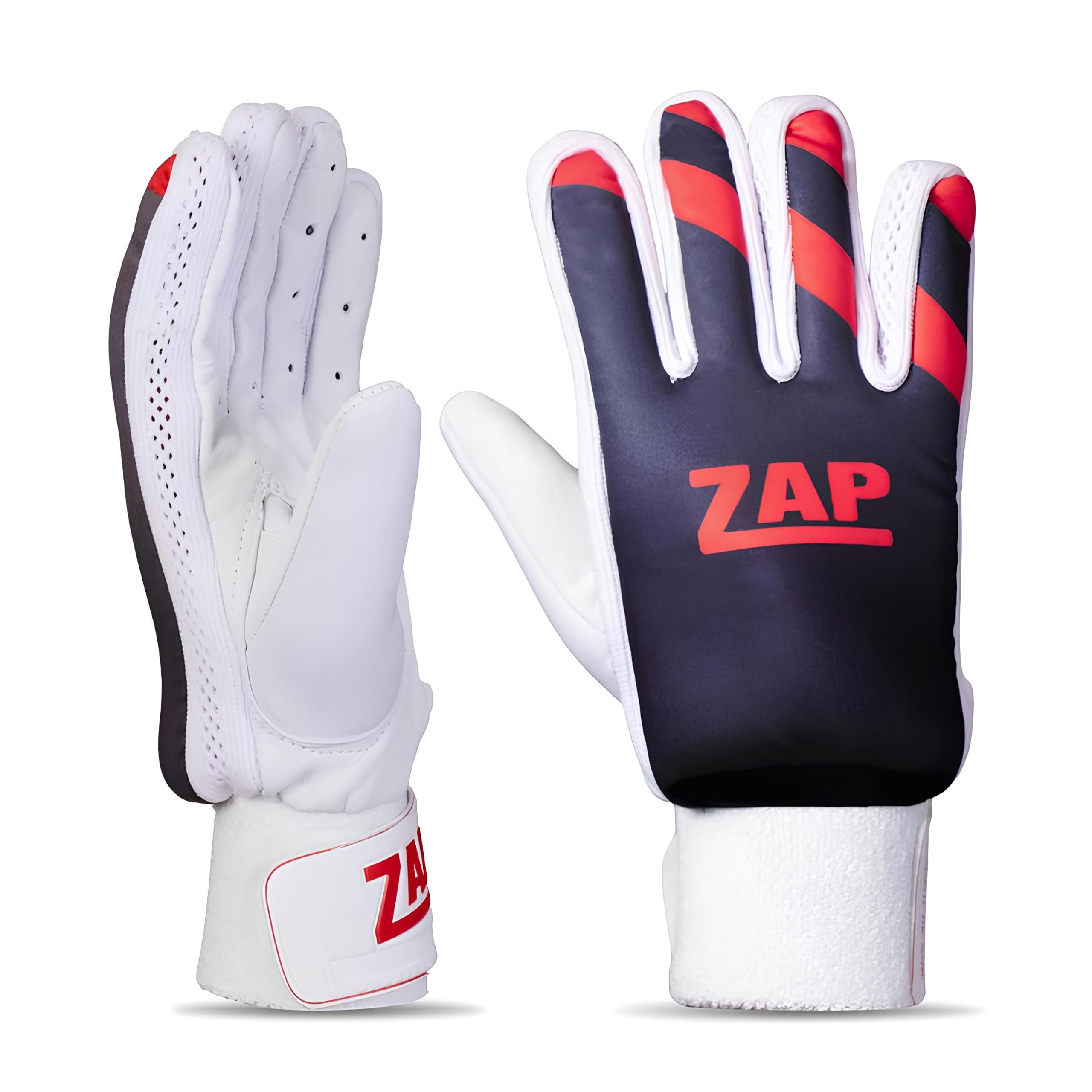ZAP Velocity Tennis Cricket Batting Gloves (1 Pair) | High-Ventilation Air Mesh | Hexa-Grip Silicon Matrix | Suitable for Hard and Soft Tennis Ball Match | Black and White | One Size-image-31