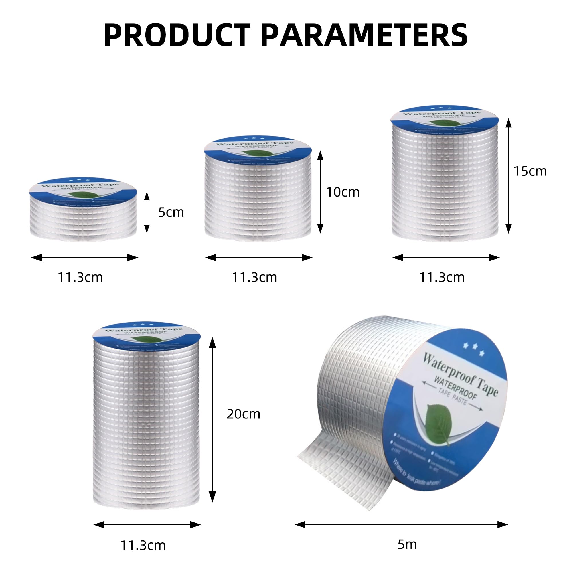 Butylband Wasserdicht, 5 m x 200 mm, Wasserfestes Klebeband Reperaturband,Aluminiumfolien Dichtungsband, 1 mm Dicke, für Rohr Leck, Dach reparatur