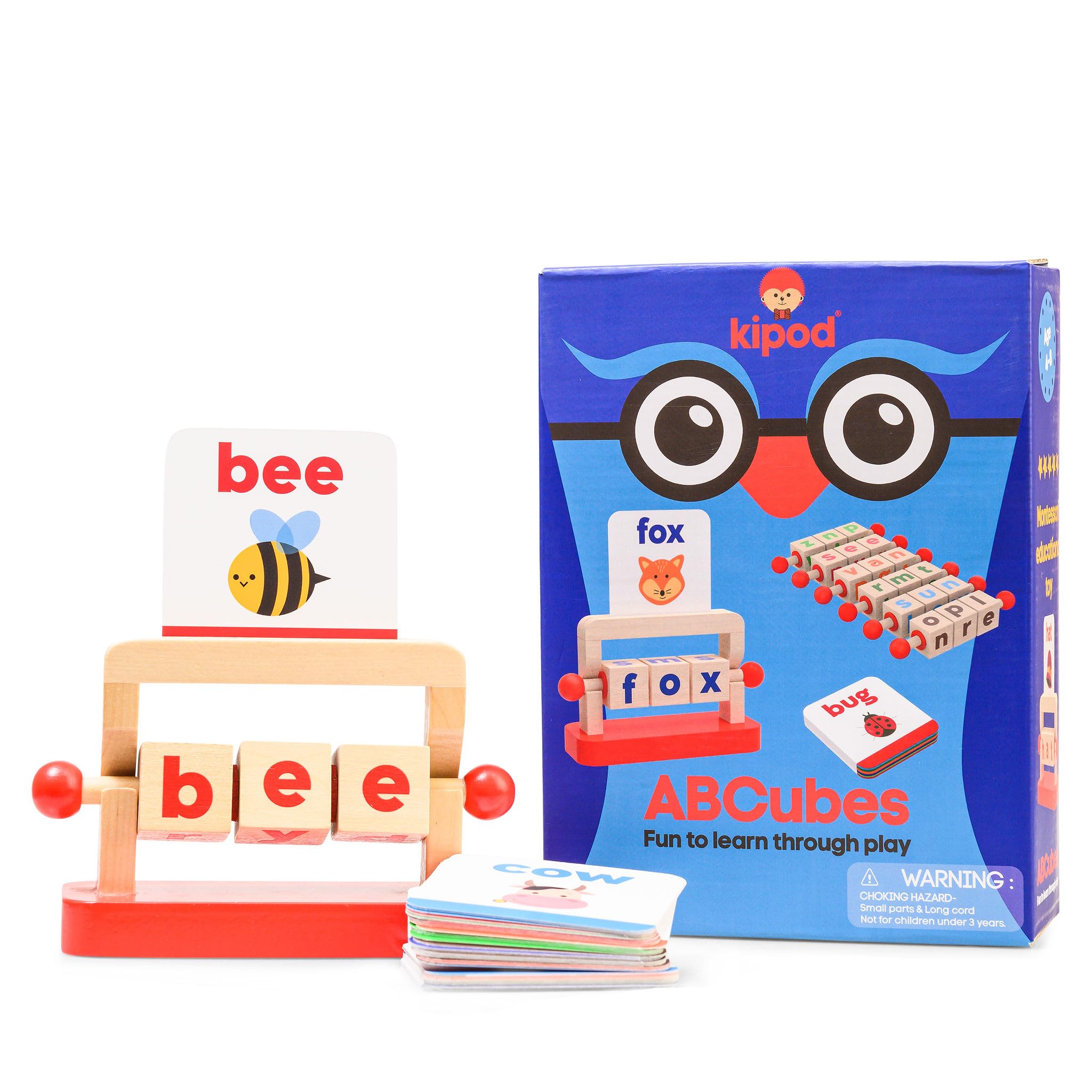 Montessori Reading Blocks by Kipod Wooden Literacy Game for Boys and Girls Ages 5 and Up -Hands-On Cognitive and Social Development -Fun to Learn Through Play -Waldorf Inspired