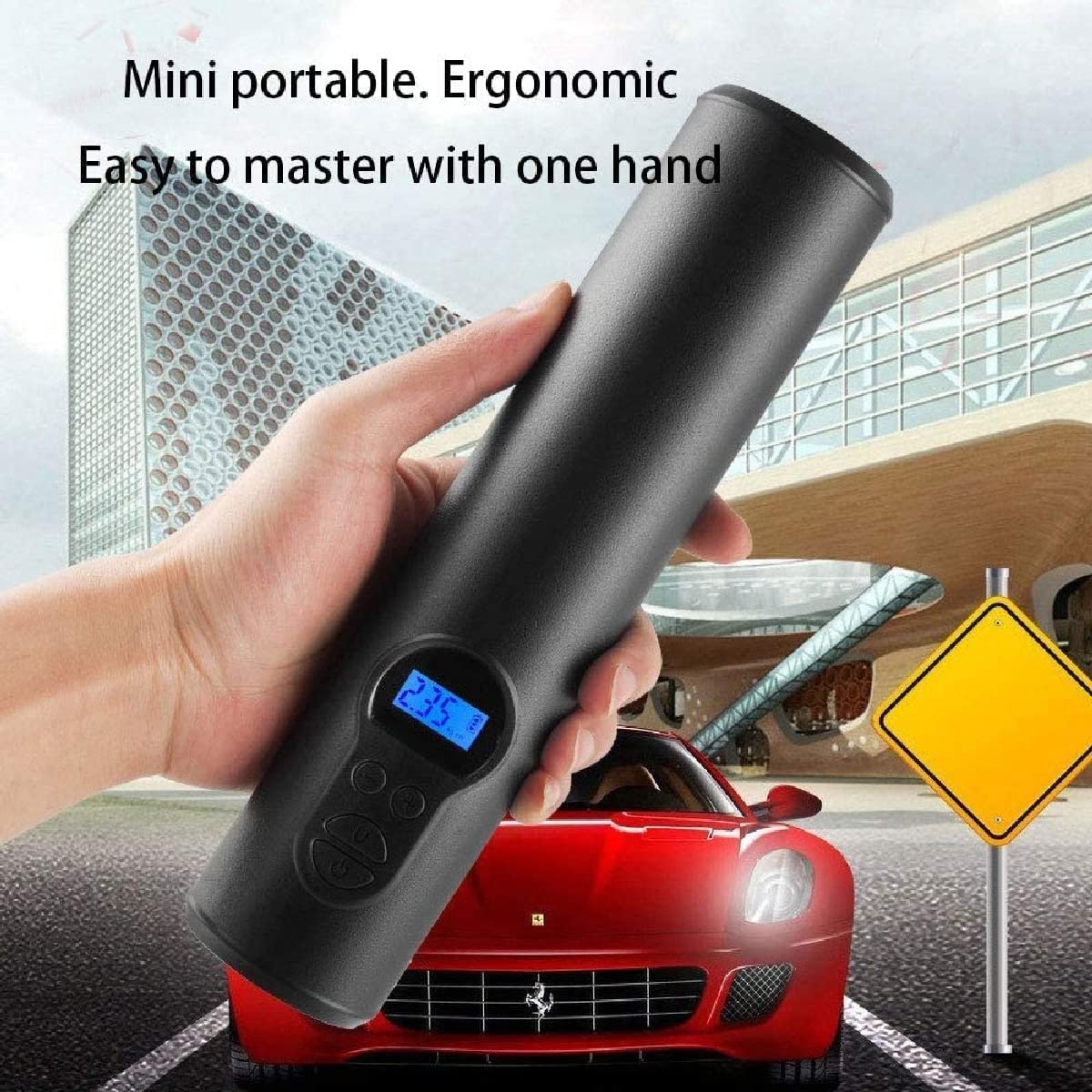 Pompa elettrica per Bici, Mini gonfiatore per Pneumatici 150PSI / 2000mAh Caricatore di Backup per Batteria Display LCD Digitale a Luce LED, per Pneumatici per motociclette per Bici da Auto