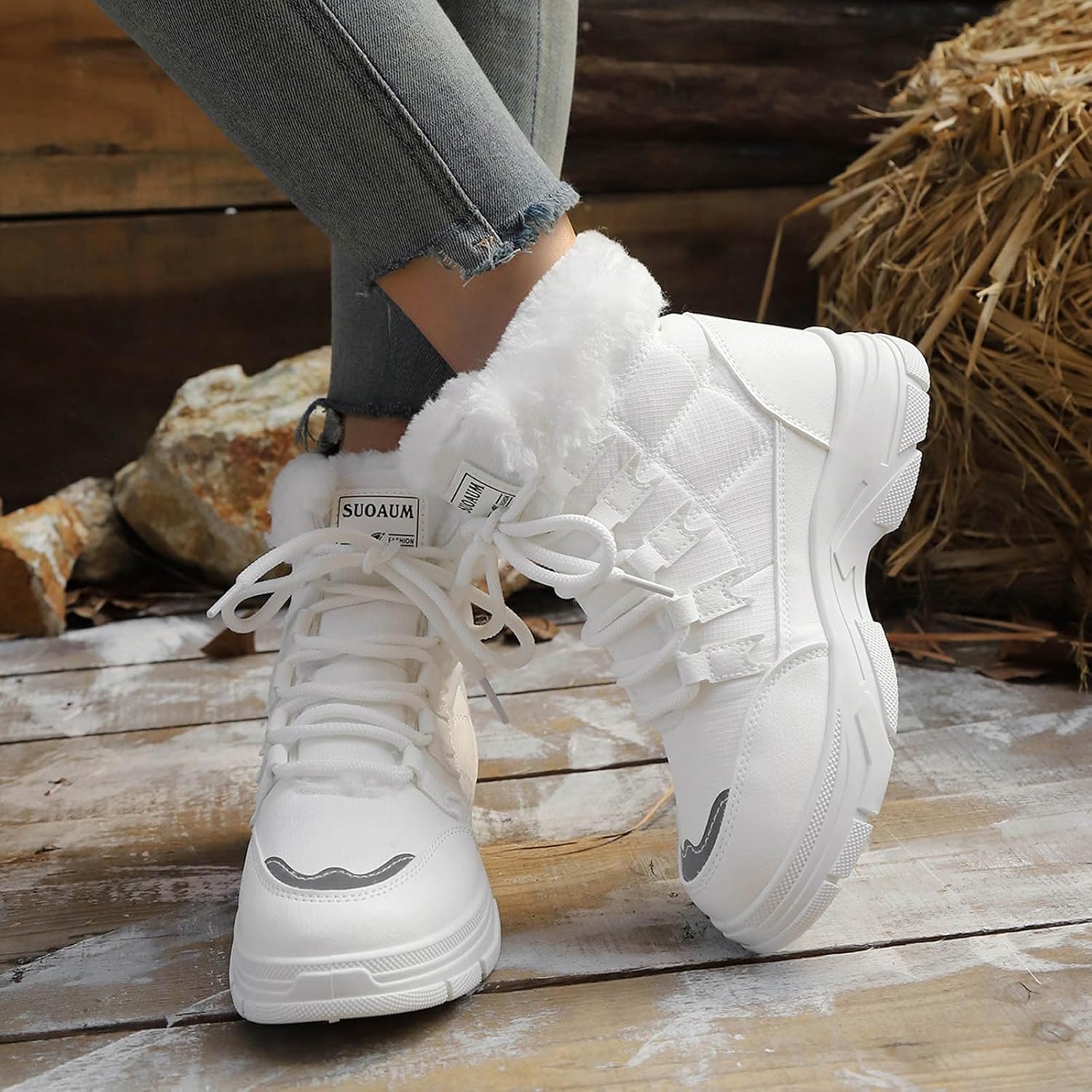 Women Fashionable Versatile Winter with Insulation Outdoor High Top Snow Boots for Cold Weather Comfortable and Warm
