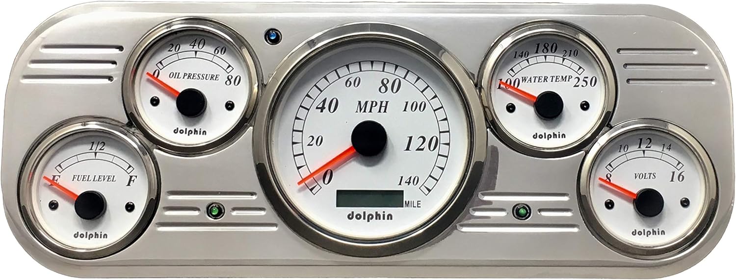 Dolphin Gauges 1937-1938 Chevy Car 5 GPS Gauge Dash Cluster Panel Set White