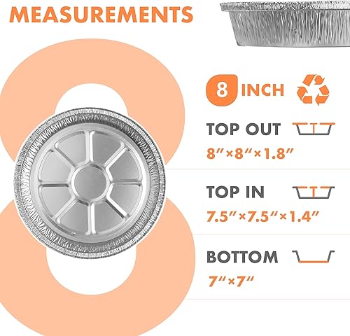 Miniatura 10 de CURTA Sartenes redondos de papel de aluminio de 7 pulgadas con tapas transparentes, resistentes, ideales para asar, hornear, almacenamiento, asar,