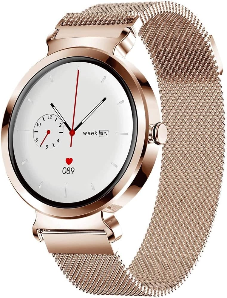 Smart Watches for Women,HD LCD Smart Watch, Waterproof Fitness Tracker with Heart Rate, Blood Oxygen, Sleep Monitor, Pedometer (Color : Gold)
