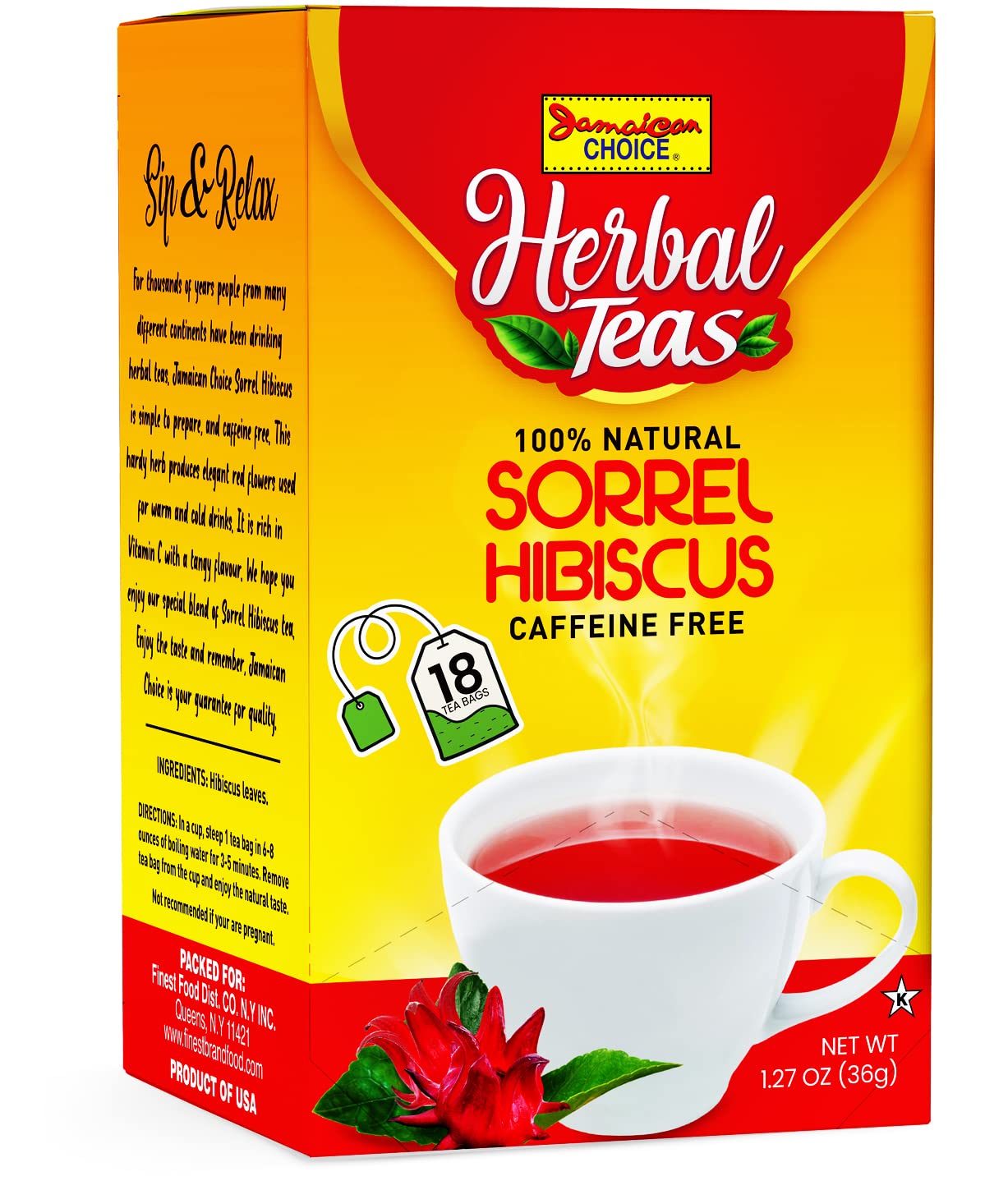 Sorrel Hibiscus Herbal Tea,100 Natural, Caffeine Free