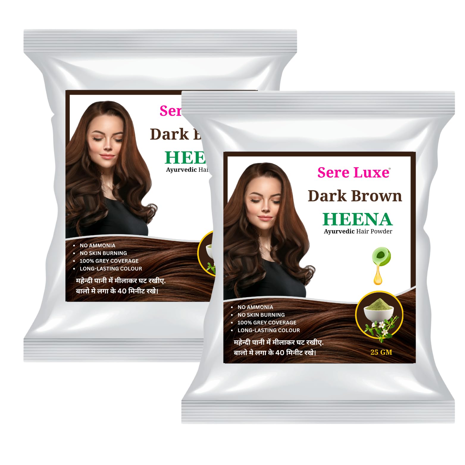 Brown Henna Powder for Hair Colour | Organic Brown Henna for Hair | Herbal Hair Colour Henna for Women & Men | Natural Grey Coverage & Shine (2 x 25 Gm)-picture-28
