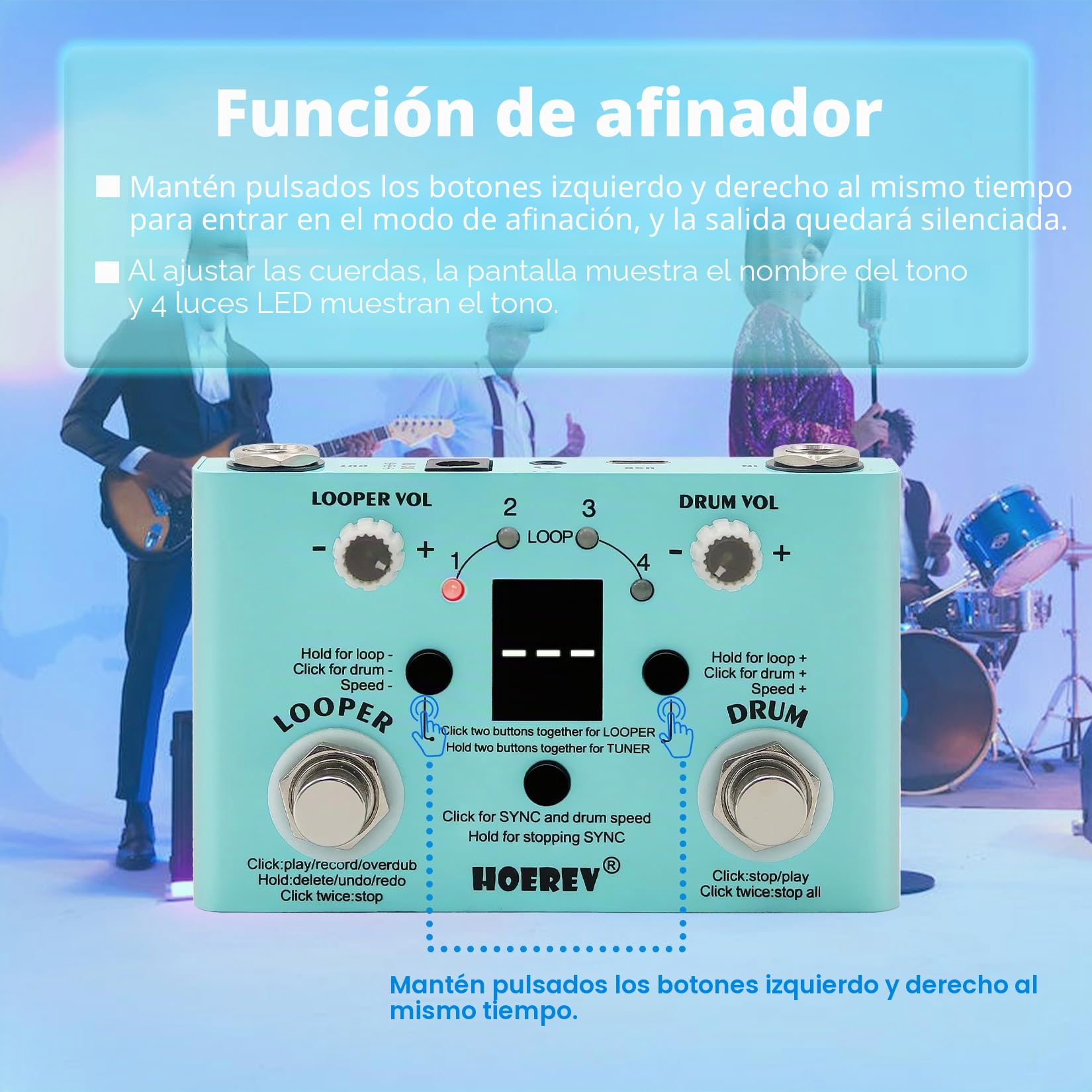 Hoerev Pedal de guitarra para estación de trabajo de audio con efecto sintonizador de tambor