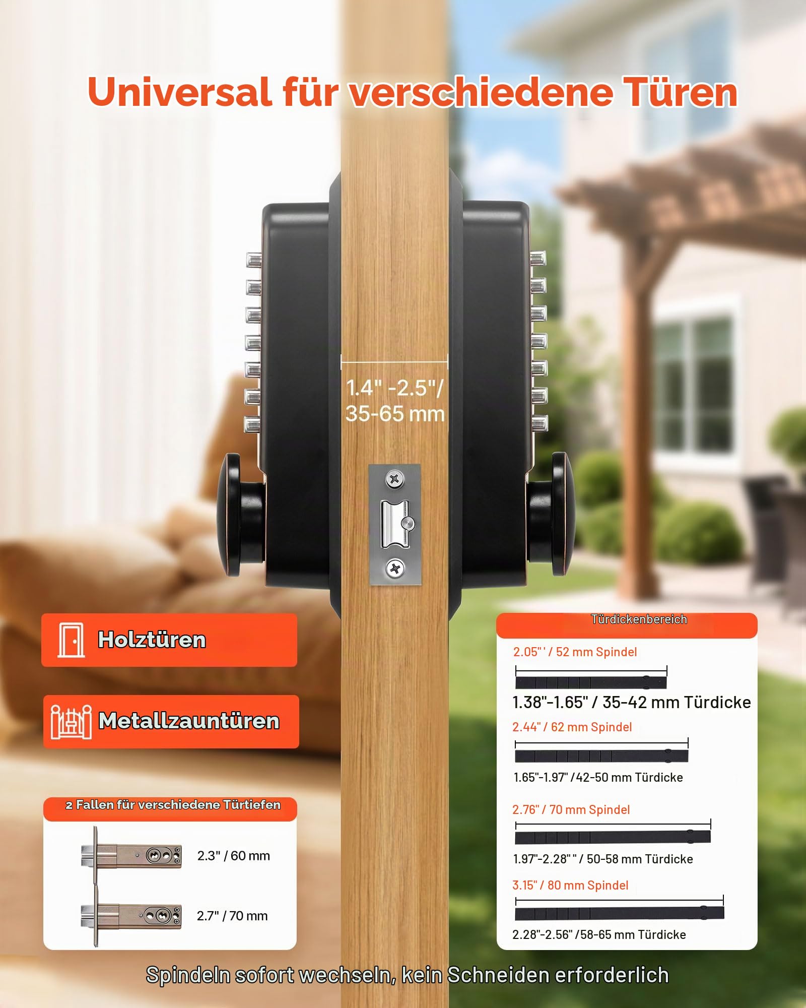 VEVOR Mechanisches Codeschloss mit Doppelseitigem Tastenschloss (4- bis 7-stelliger Code), Schlüsselloses Türschloss mit Türknauf & Automatischer Verriegelung, für Haustüren Garagen, Ölgebronzefarben