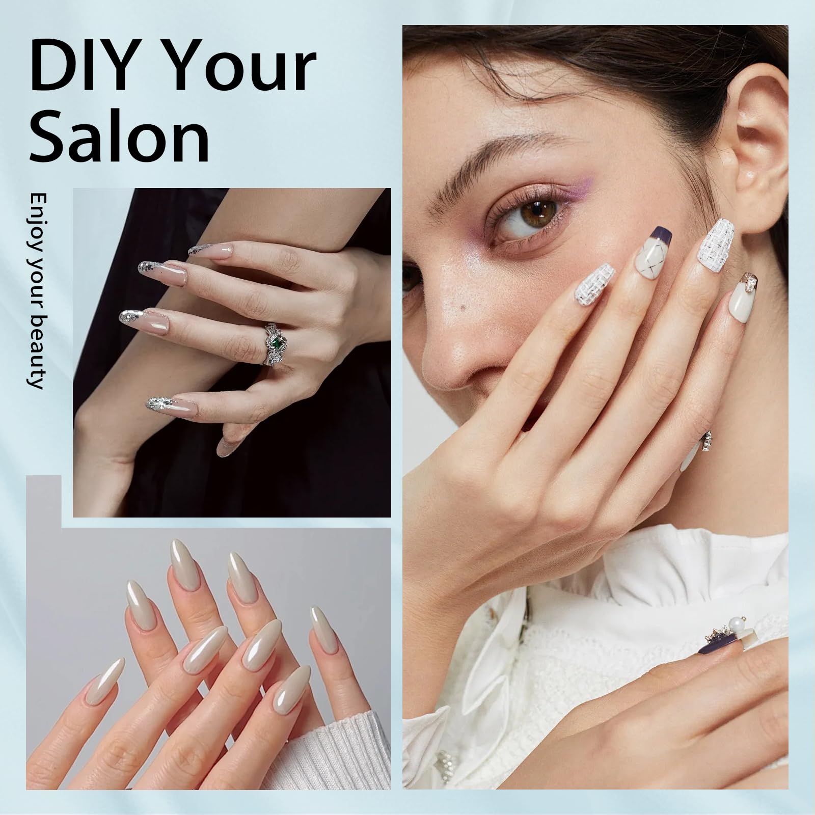 Luz UV para uñas de gel 288W lámpara UV de uñas con 63 cuentas LED para esmalte de gel con pantalla LCD, sensor automático y 4 ajustes de temporizador, lámpara de uñas profesional 7