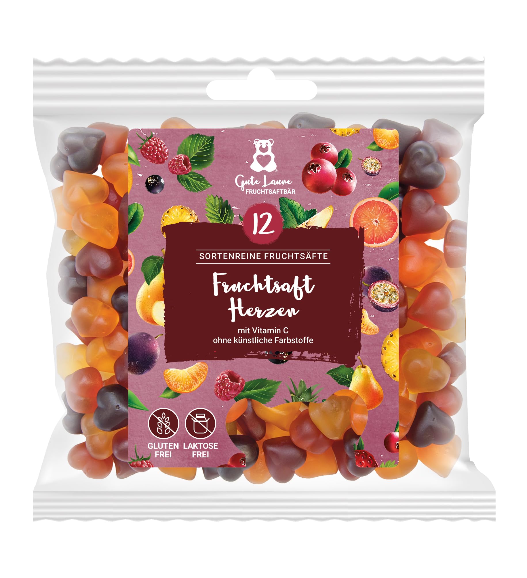 Fruchtsaftherzen Großverpackung 3,45kg (23 x 150g) - Premium Gummibärchen mit 20% Fruchtsaft - Snacks für Büro, Konferenzraum, Empfang, Firmen & Mitarbeiter
