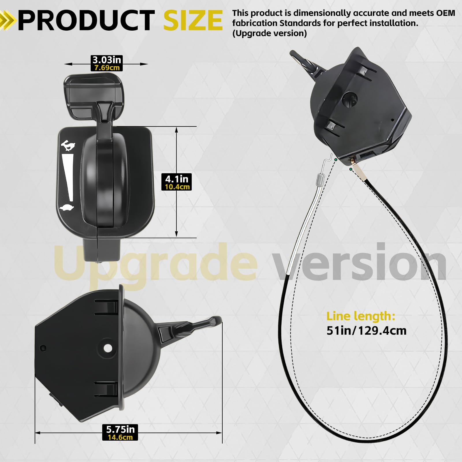 BLOLACDZ 746P06891 746-06891 Câble d'accélérateur pour Cub Cadet ZT1-42 ZT1-46 ZT1-50 ZT1-54 ZT2-60 ZTS1-42 ZTS1-46 ZTS1-50 ZTS1-50 ZTS1-50 2-50 ZTS2-54 ZTS2-60 129,5 cm pour tondeuse à gazon KH FAB