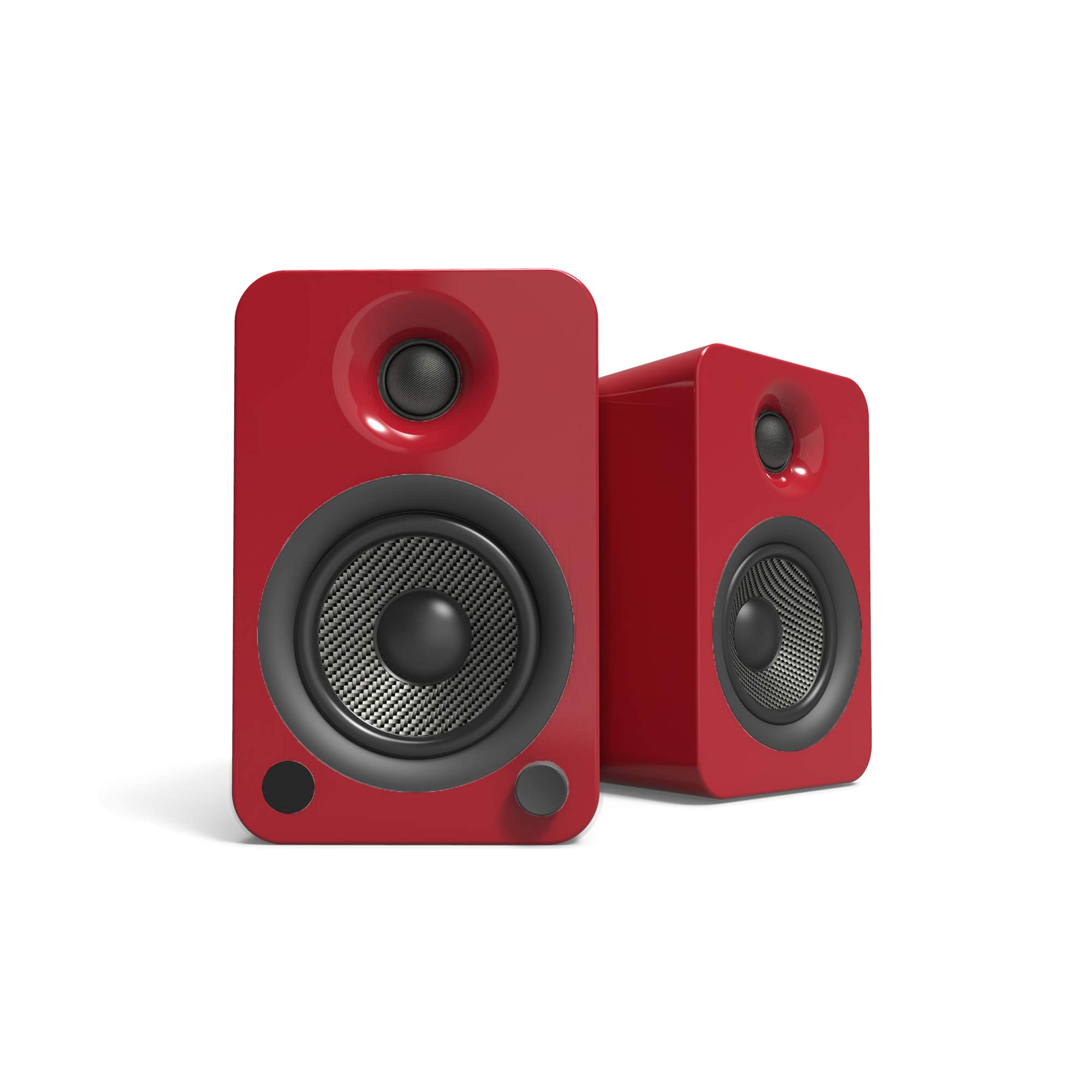 KantoYU4GR Powered Speakers with Bluetooth and Built-in Phono Preamp Auto  Standby and Startup Remote Included 140W Peak Power Pair Gloss Red - Main Image