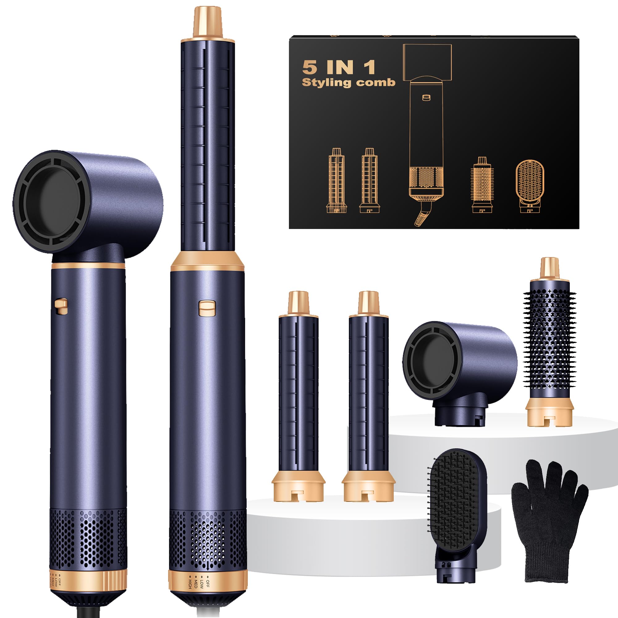 Air styler pro Secador 5 en 1 Moldeador de Pelo 5 Cabezales 3 Temperaturas