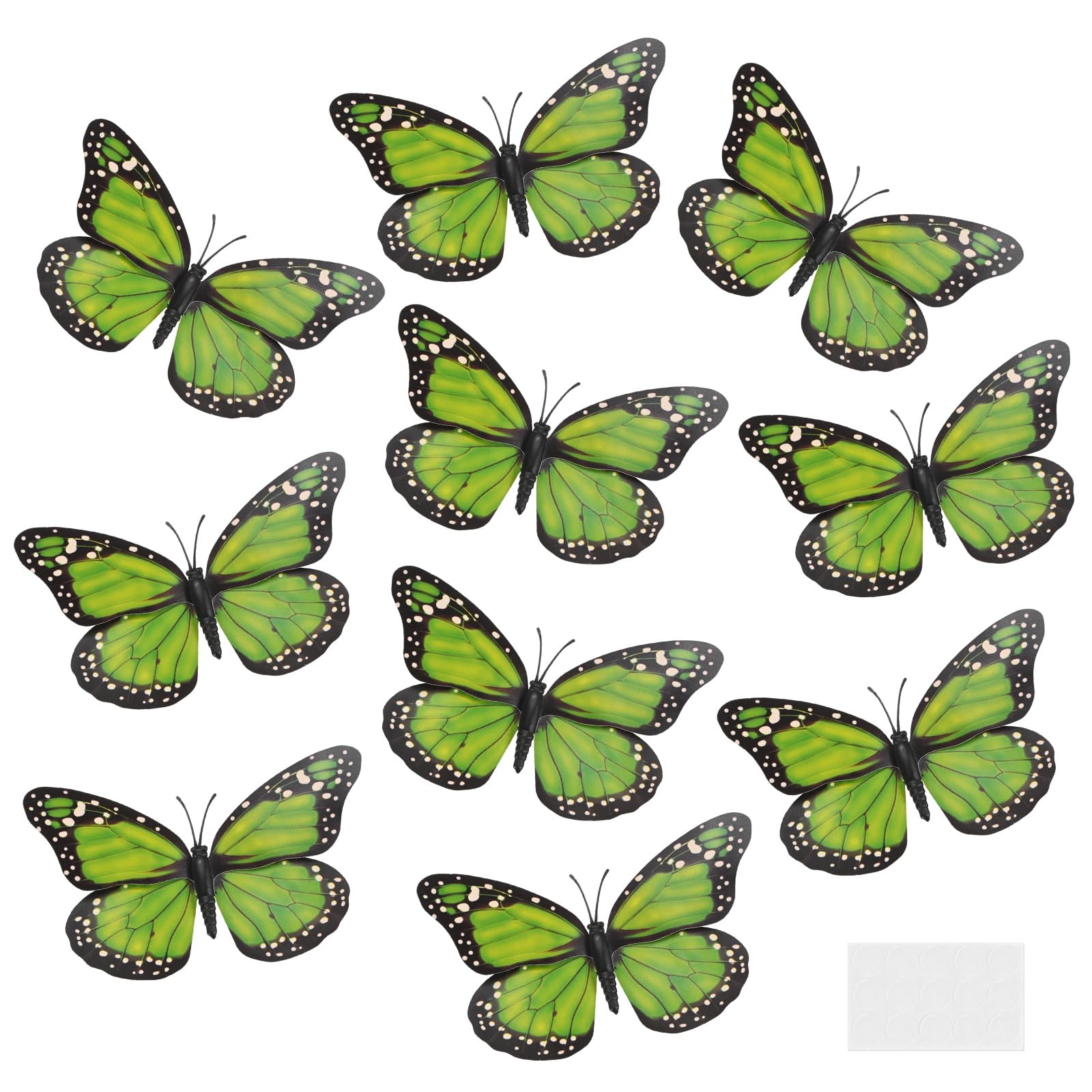 M METERXITY 10 Pack Butterfly Wall Decor, 3D Butterflies Stickers Spring Decor, Magnetic Wall Decal for Garden, Home, Wedding, Birthday Party Decorations [4.72'' x 2.76'', Green]