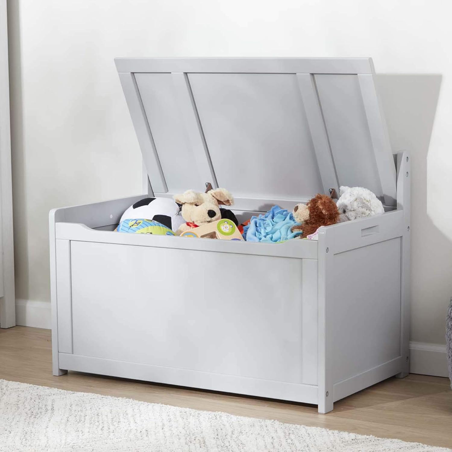 Melissa & Doug Wooden Toy Chest Gray Furniture for Playroom