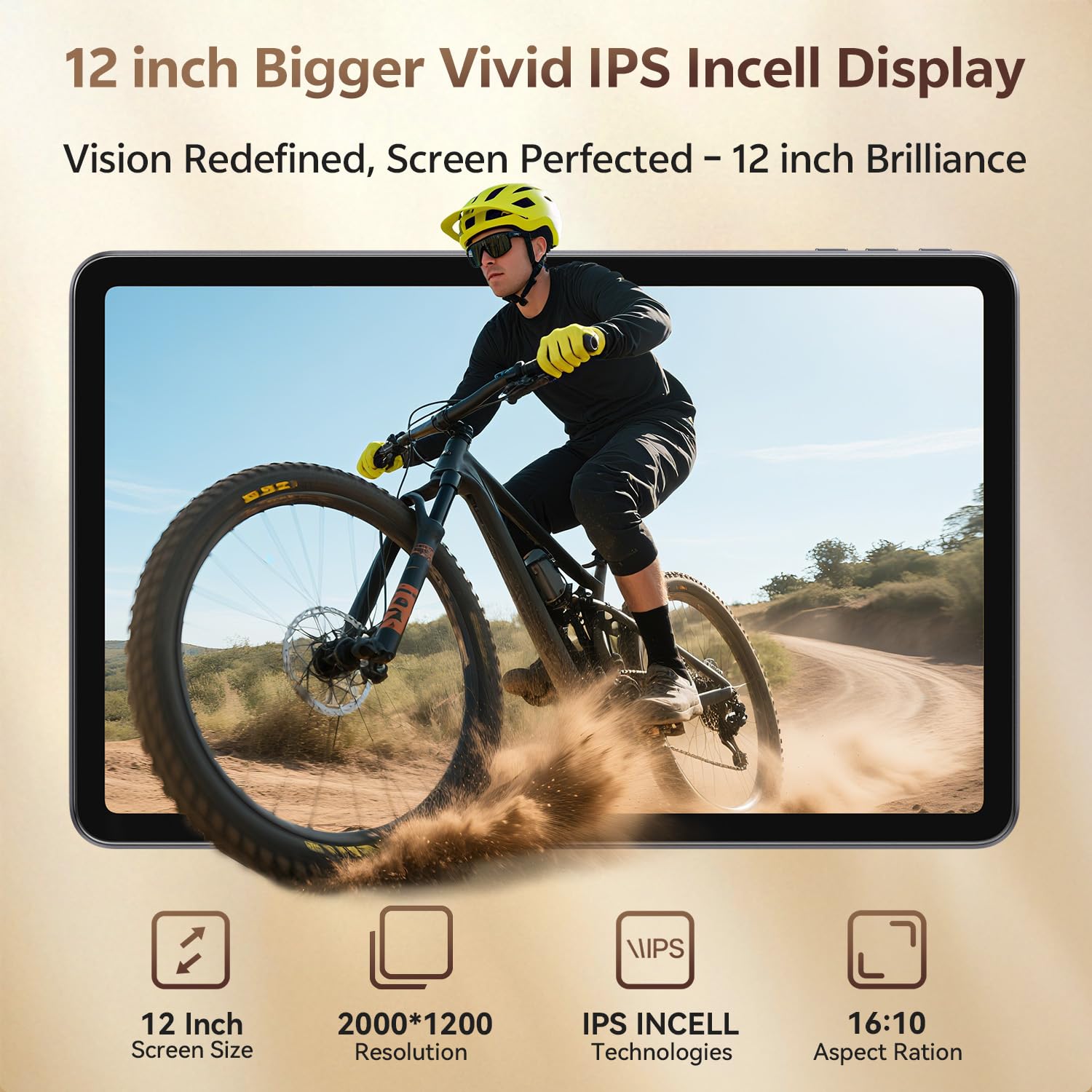 12 Inch Tablet, Android 15 Tablet 12 Inch Large Screen 2K Display, Octa-Core, 24GB RAM 128GB Storage 1TB Expandable, 13MP Dual Camera, 8000mAh, GPS, Dual Speakers, Face Unlock