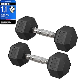 SONGMICS Dumbbell Set of 2 Hexagon Dumbbells Set 2 x 5 kg 2 x 10 kg for Workout, Fitness Training, Weight Lifting for Hom…