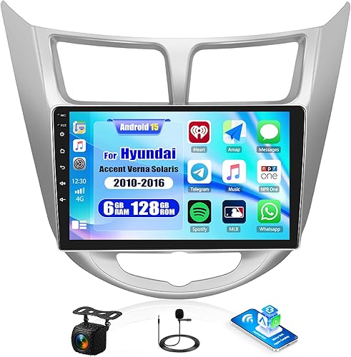 Miniatura 18 de CAMECHO 2+64G CarPlay & Android Auto Receptor estéreo para coche, Android 13 Doble DIN Radio de coche para Hyundai Accent Verna Solaris 2010-2016