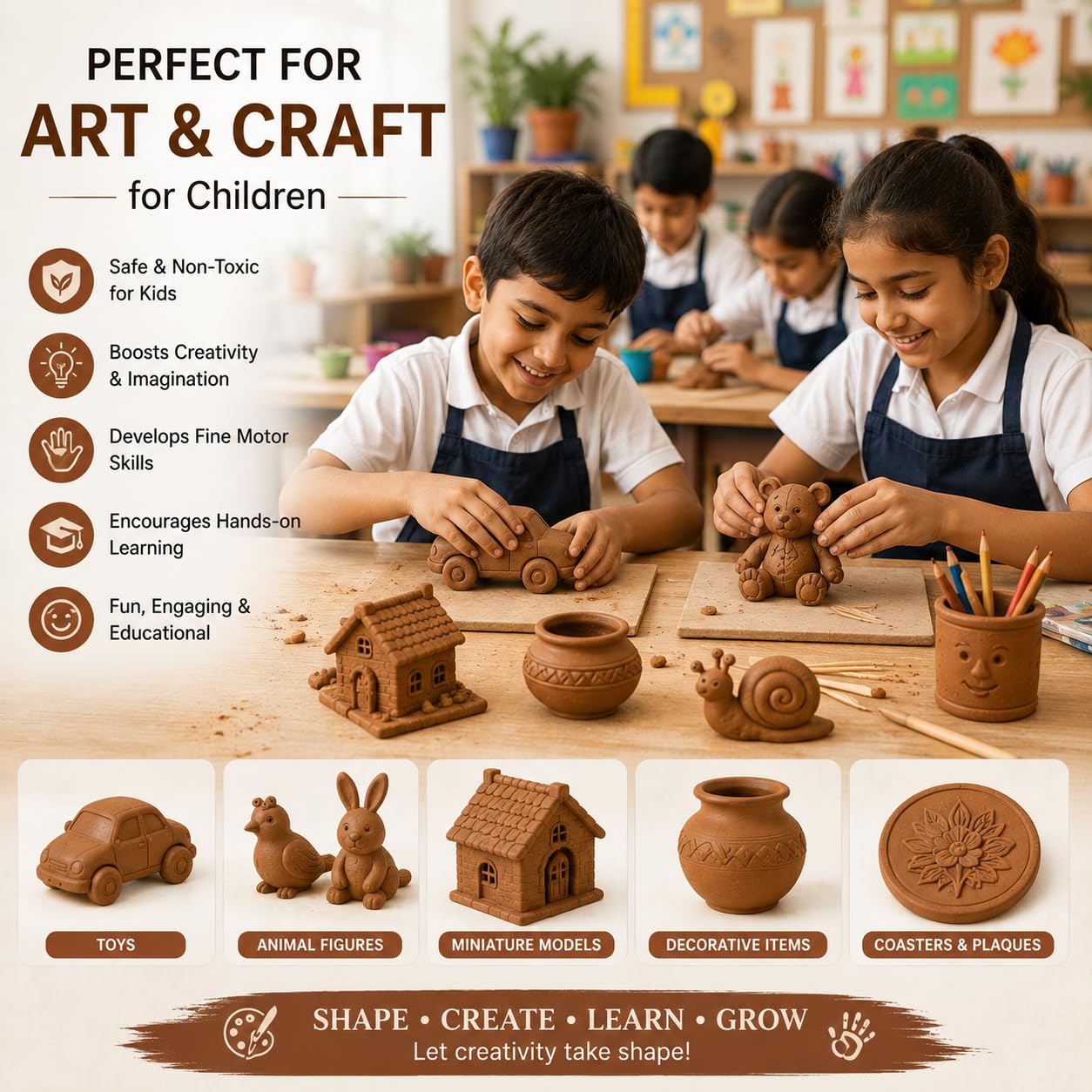 Divayanshi Terracotta Clay - Air Dry Pottery Clay -7