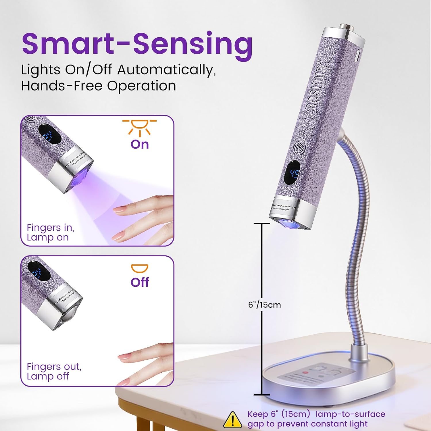 Handheld Mini UV Light for Nails: Flash Cure UV Led Nail Lamp with Cat Eye Magnet- Hand Held Fast Dry Single UV Lamp Pen with Auto Sensor for Manicure Home Salon (Purple)