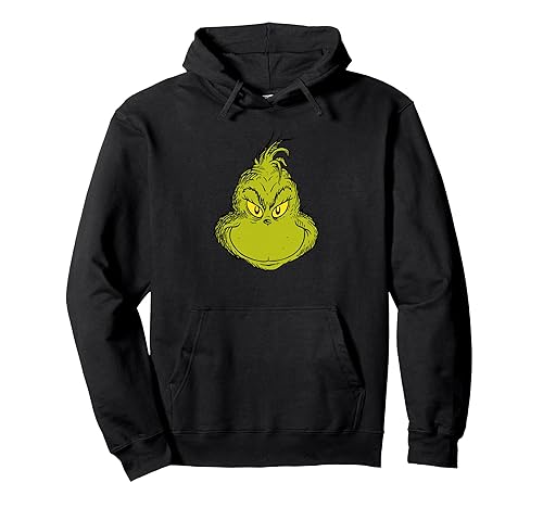 Dr. Seuss Classic Grinch Face Pullover Hoodie Pullover Hoodie