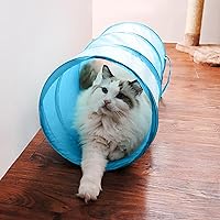 iCAGY 20" Interactive Cat Tunnel Pop Up Toy for Indoor Cats Kittens Rabbits Puppies - Stable S-Shape Sky Blue Crinkle Play Tunnel