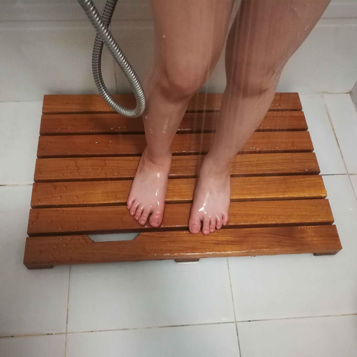 Tapis De Douche En Teck, Tapis De Bain Antidérapant, Tapis De Spa De