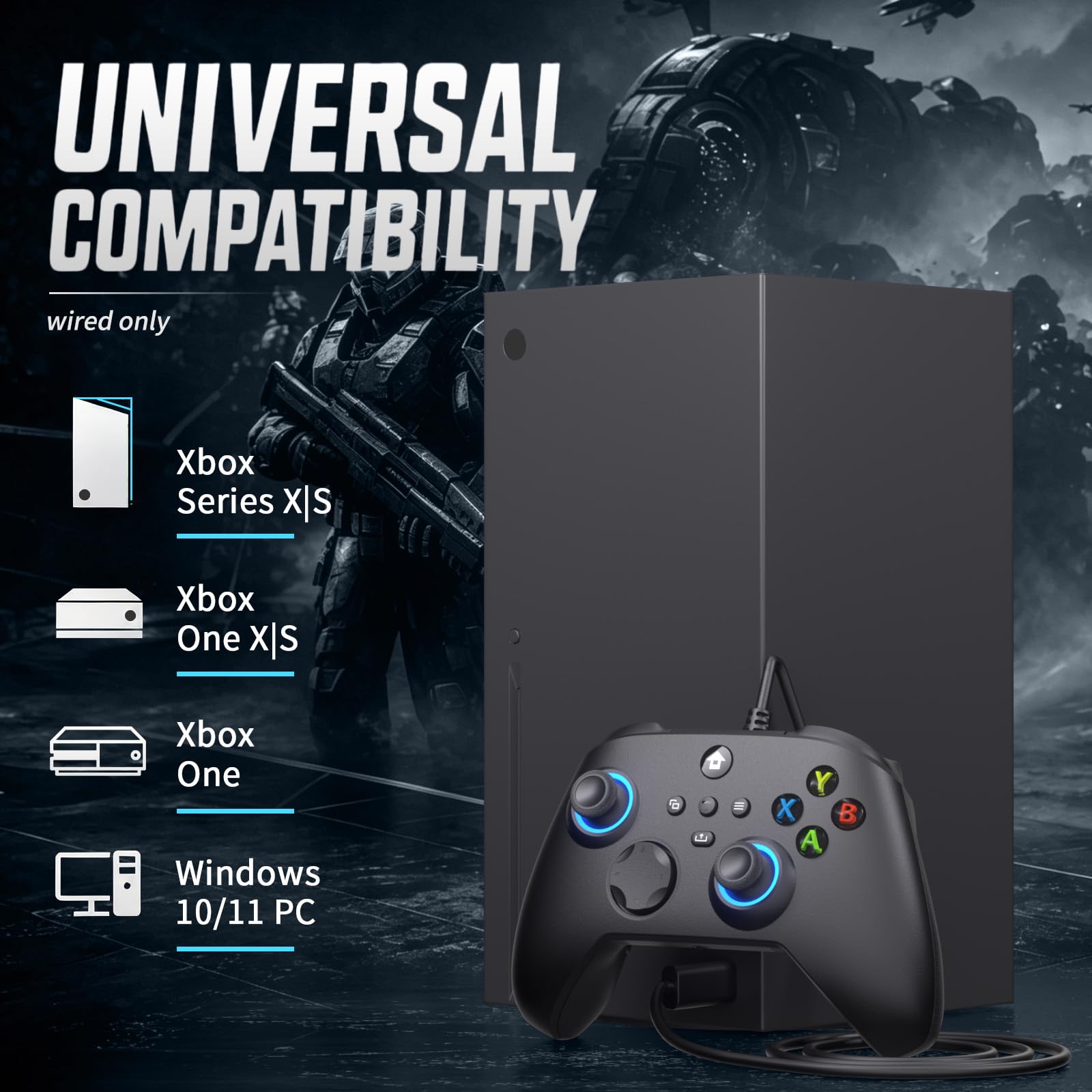 YUYIU Manette filaire pour Xbox One, Xbox Series X|S, PC, Steam, iOS